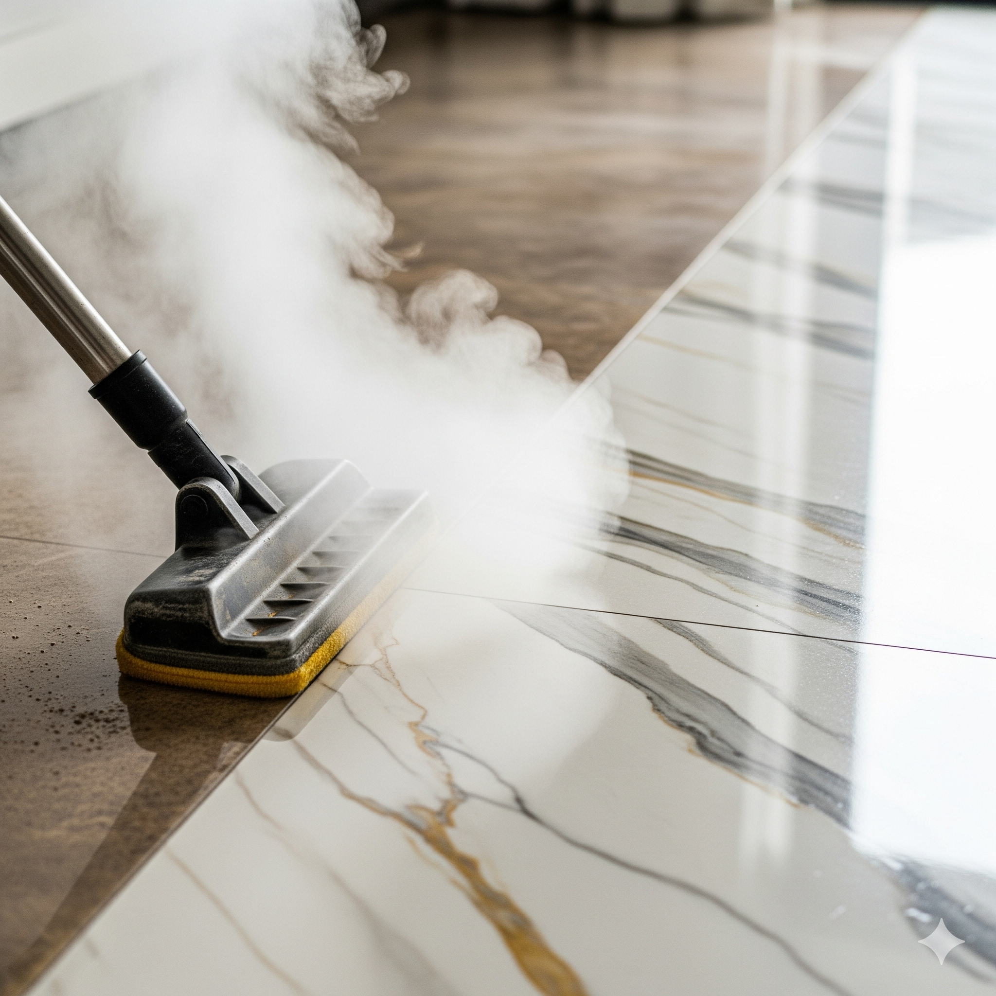 Gőzzel tisztított csempe és fuga